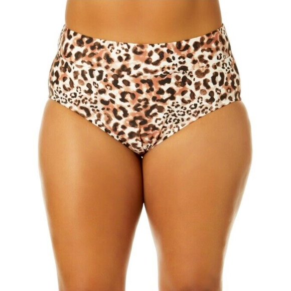 TIME and TRU 2X 20W-22W Watercolor Cheetah Leopard High Waist Bikini BOTTOMS NWT - Picture 1 of 6